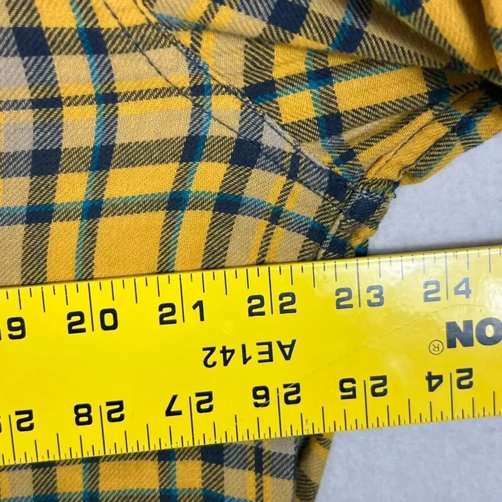 True Religion Shirt Men's Size 2XL Yellow Plaid LongSleeve Pearl Snap Flannel